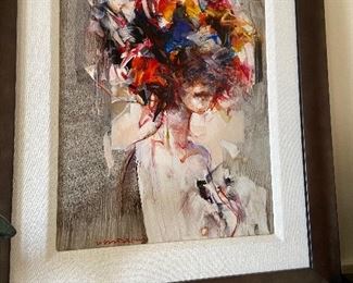 "Primavera" artist Vanni Salterelli oil on aluminum h 16" x 12" original price $1350 asking $780