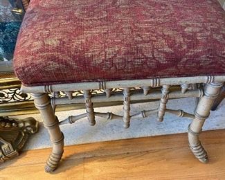 Faux bamboo footstool with wonderful fabric asking $400 originally $1500