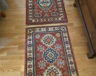 two PakistanKazak rugs for sale dimensions for lower rug are 3' x 2'. upper rug is 2'11 x 2' asking $180 each
