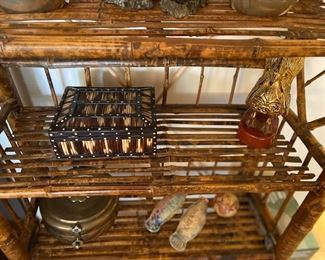 Porcupine quill lidded wood box ($68) and a gold rooster