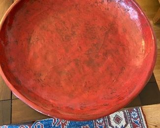 Round Burmese red lacquer tray originally $285 asking $90