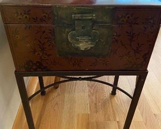 Chinoiserie storage box Handpainted document box c. 1860 17" x11" x 23" originally $820 asking $380