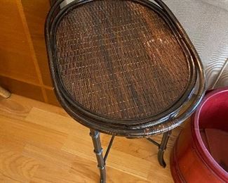 rattan tray on iron base perfect for a tight spot asking $130