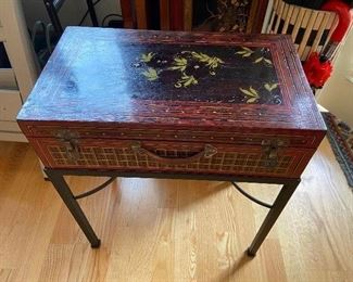 Circa late 1800"s handprinted chinese trunk on metal frame originally $720 asking $280