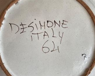 Signed back of the Desimone pottery