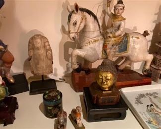 Horse and rider sculpture is from Southeast Asia asking $160