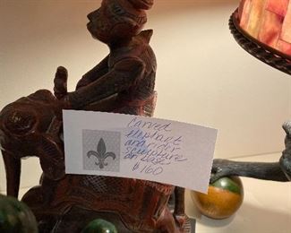 Carved elephant and rider antique piece asking $160
