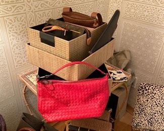 Designer handbags from Bottega Venetta, Louis Vuitton, ColeHaan, Mulberry and others