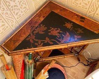 top view of antique corner table