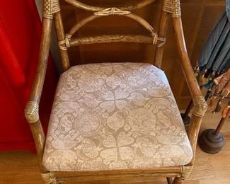 One of a pair of McGuire bentwood armchairs asking $280 for the pair