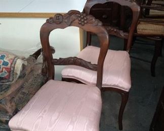 Pair of period Grape carved side chairs 
Mount Hope Plantation
 $150