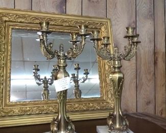 Ellzey - Pair gilt brass Art Nouveau style candelabra 
$120