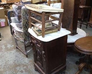 MT commode 
Governor’s Mansion de-acquisition 

Tall back child’s ladder back
$30
