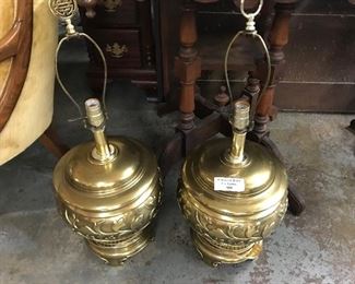 Barlow - Pair very heavy Brass jar lamps 
$150