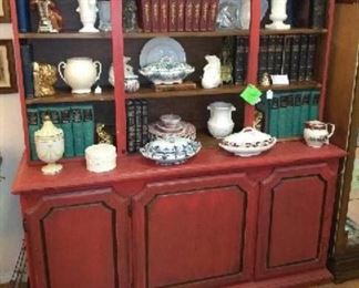 Red 2 piece china cabinet 
$295