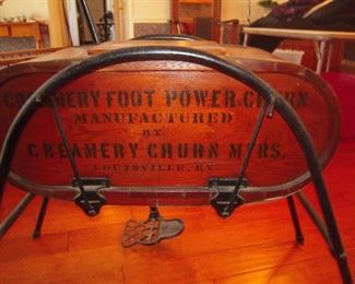 10 GAL foot power churn, by C>R> Cramery churn mfg,,, Louisville Ky