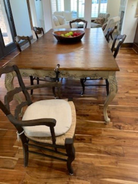 French Country Table with crank 6 chairs                              
Furniture by  Restoration Hardware