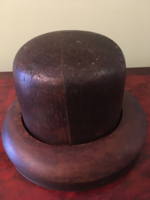 Antique Wood Millinery Hat Form Hat Mold Brimmed Hat Block Form