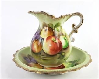 Lot 059
Norleans Hand Painted Fruit Porcelain Pitcher & Wash Basin Vanity Set