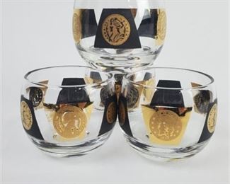 Lot 165
Lot (4) Cera Glass Mid-Century Roly Poly "Old Coin" Glasses