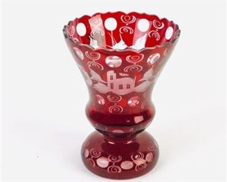 Lot 017
Engerman Bohemian Czech Ruby Vase
