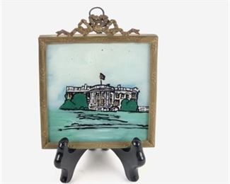 Lot 055a
Antique Reverse Glass Painting White House