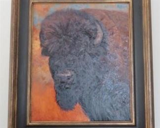 Artist Ryan Skidmore Signed Bison Oil Painting 