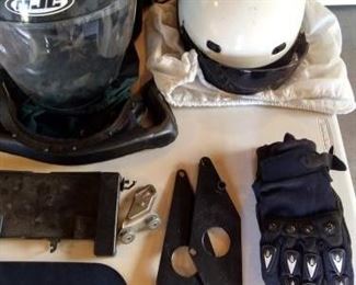 15 pc. Motorcycle lot - 2 helmets, windshield, new glasses, gloves +++ https://ctbids.com/#!/description/share/341879