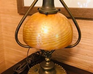 BIGELOW & KENNARD BASE W/ SIGNED LOUIS COMFORT TIFFANY FAVRILE SHADE - $1,425.00