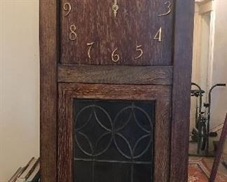 Grandfather clock with leaded glass