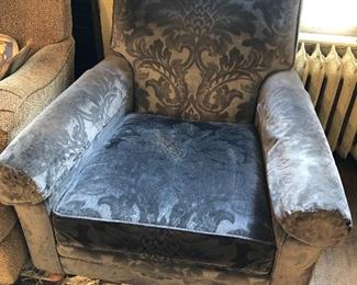 Gray velvet club chair