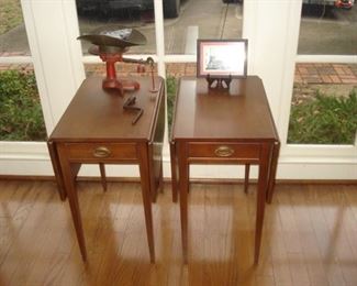 Painted scale, pair double  drop leaf  end stands