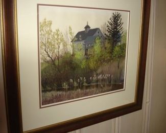 Charcoal, landscape, barn, 26x24