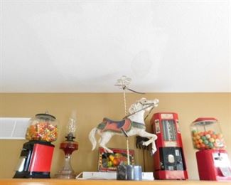 Gumball machines and Oil lamp and Vendo-Matic candy machine