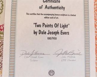 Two Points of Light Bronze sculpture by Dale Joseph Evers 100/950