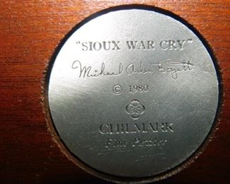 Sioux War Cry Pewter sculpture by Micheal Arlen Boyett 1980