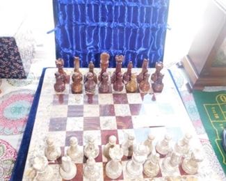 Fossil Limestone chess set 240 million-year-old Mesozioc clams-gastropods-Corals