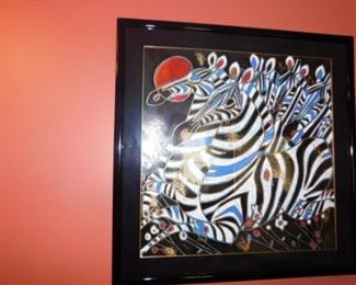 Imperial Zebras serigraph on Deckled paper by Tie -Feng Jiang 194/300
