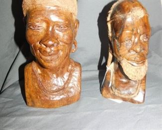Handcarved African wooden heads