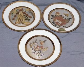 Chokin plates 18 Kt Gold rimmed