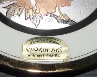 Chokin plates 18 Kt Gold rimmed