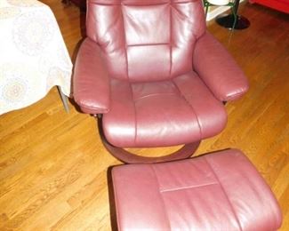 Ekornes stressless leather chair and ottoman