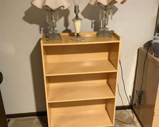 MCM Blond Book Case/ Vanity Lamps One Set Matching