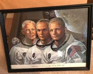 Apollo 1 Astronauts   First On The Moon  !  I Have Other  Prints Not In Frames