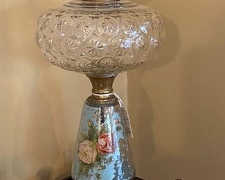 painted oil lamp