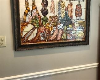 Barcelona, Spain, hand-painted tiles framed