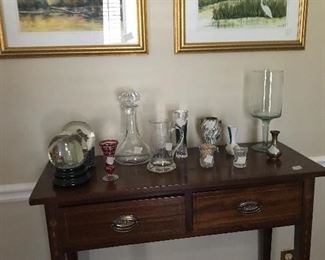 Antique sideboard. Two drawer with inlay