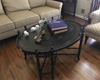 Unique tray table. Bamboo style legs.