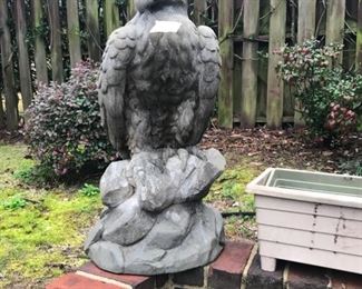One of a pair of large outdoor eagles