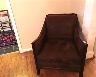 One of a pair of faux suede chairs